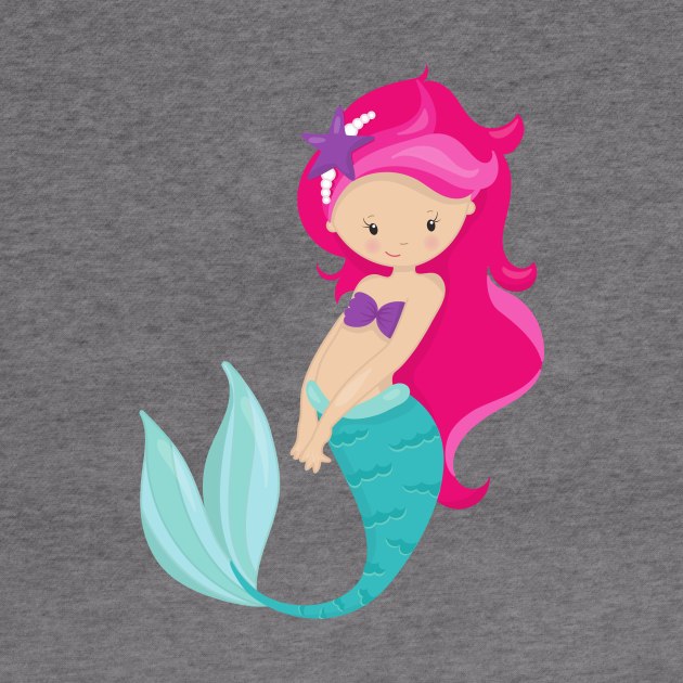 Cute Mermaid, Little Mermaid, Pink Hair, Star by Jelena Dunčević